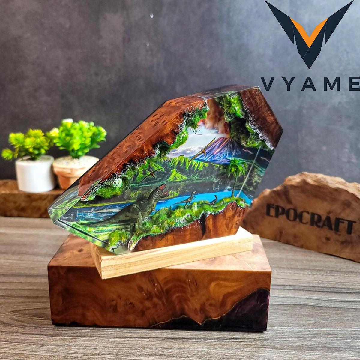 Dinosaur Epoxy Resin Lamp - 3D Volcano Night Light LED Desk Decor Gift Dinosaur Epoxy Resin Lamp - 3D Volcano Night Light LED Desk Decor Gift
