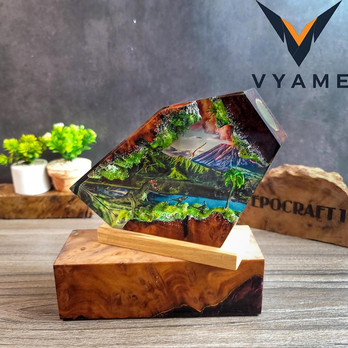 Dinosaur Epoxy Resin Lamp - 3D Volcano Night Light LED Desk Decor Gift Dinosaur Epoxy Resin Lamp - 3D Volcano Night Light LED Desk Decor Gift