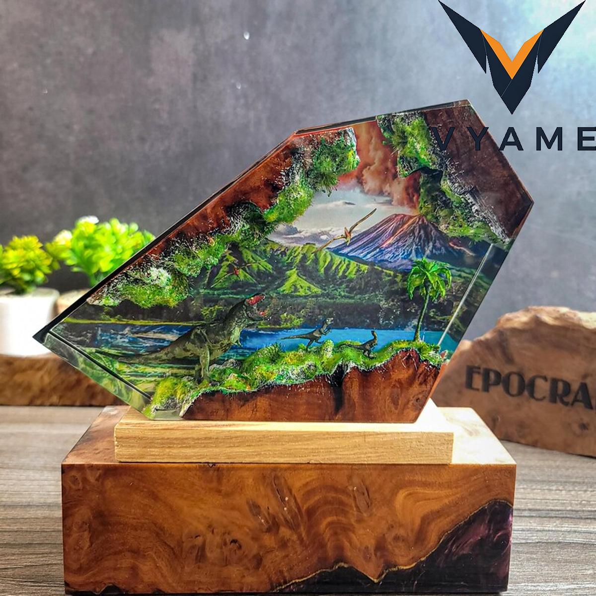 Dinosaur Epoxy Resin Lamp - 3D Volcano Night Light LED Desk Decor Gift Dinosaur Epoxy Resin Lamp - 3D Volcano Night Light LED Desk Decor Gift