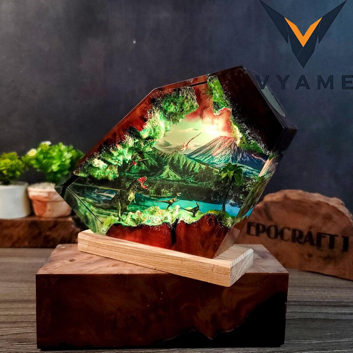 Dinosaur Epoxy Resin Lamp - 3D Volcano Night Light LED Desk Decor Gift Dinosaur Epoxy Resin Lamp - 3D Volcano Night Light LED Desk Decor Gift