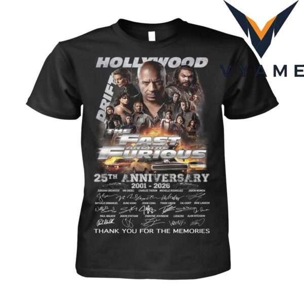 Fast & Furious 25th Anniversary 2001–2026 Commemorative T-Shirt