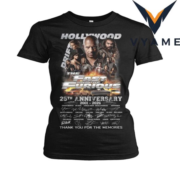 Fast & Furious 25th Anniversary 2001–2026 Commemorative T-Shirt