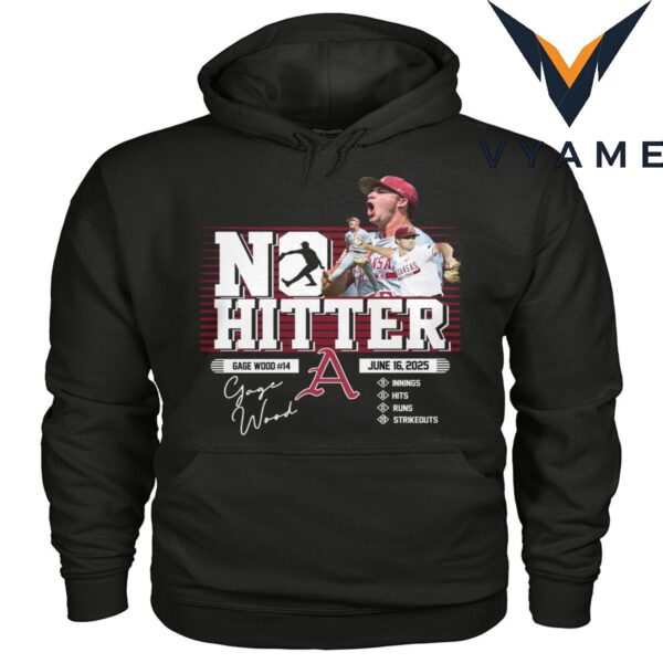 Gage Wood No Hitter T-Shirt – June 16, 2025 Arkansas Razorbacks Baseball