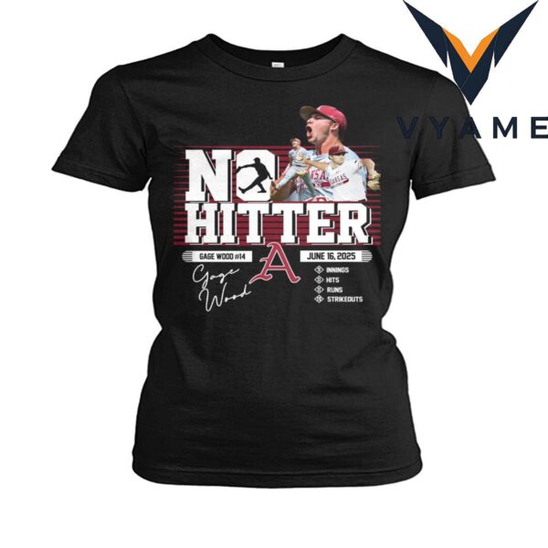 Gage Wood No Hitter T-Shirt – June 16, 2025 Arkansas Razorbacks Baseball