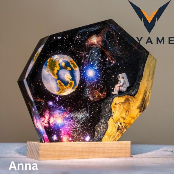 Handmade Astronaut & Earth Resin Lamp _ 3D Space Scene Night Light