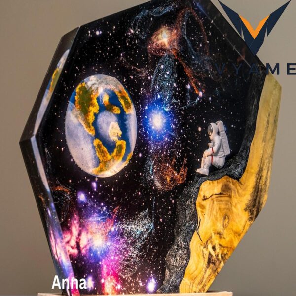 Handmade Astronaut & Earth Resin Lamp _ 3D Space Scene Night Light