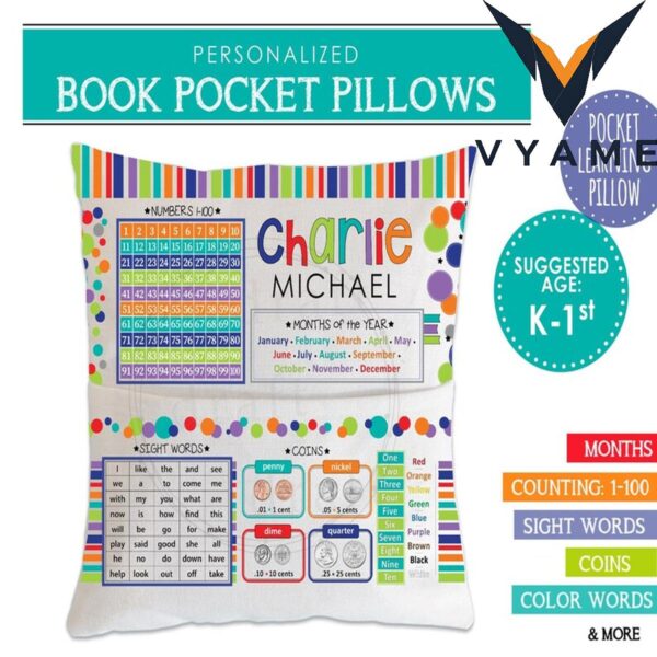 Personalized Pocket Reading Pillow – Custom Kids Book Pillow & Baby Shower Gift