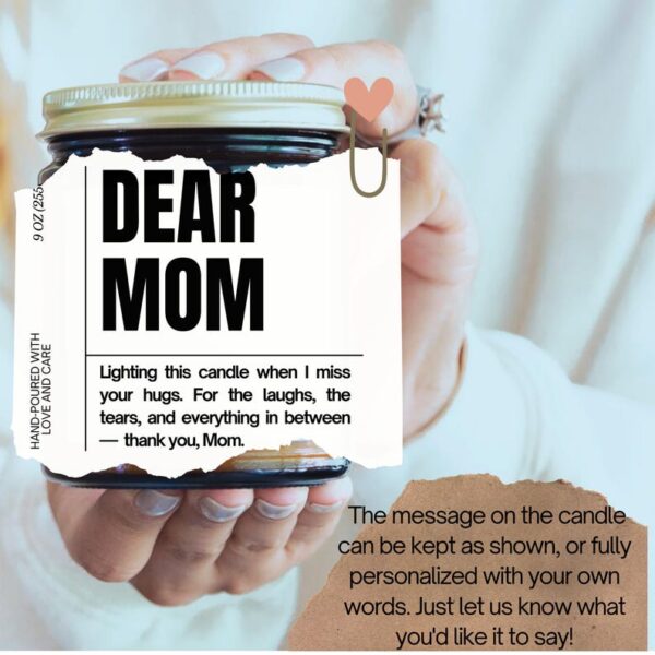 DEAR MOM DAD Candle, Meaningful Gift for Parents,  Mother’s & Father’s Day