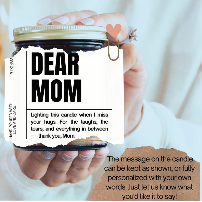 DEAR MOM DAD Candle, Meaningful Gift for Parents, Mother's & Father's Day DEAR MOM DAD Candle, Meaningful Gift for Parents, Mother's & Father's Day