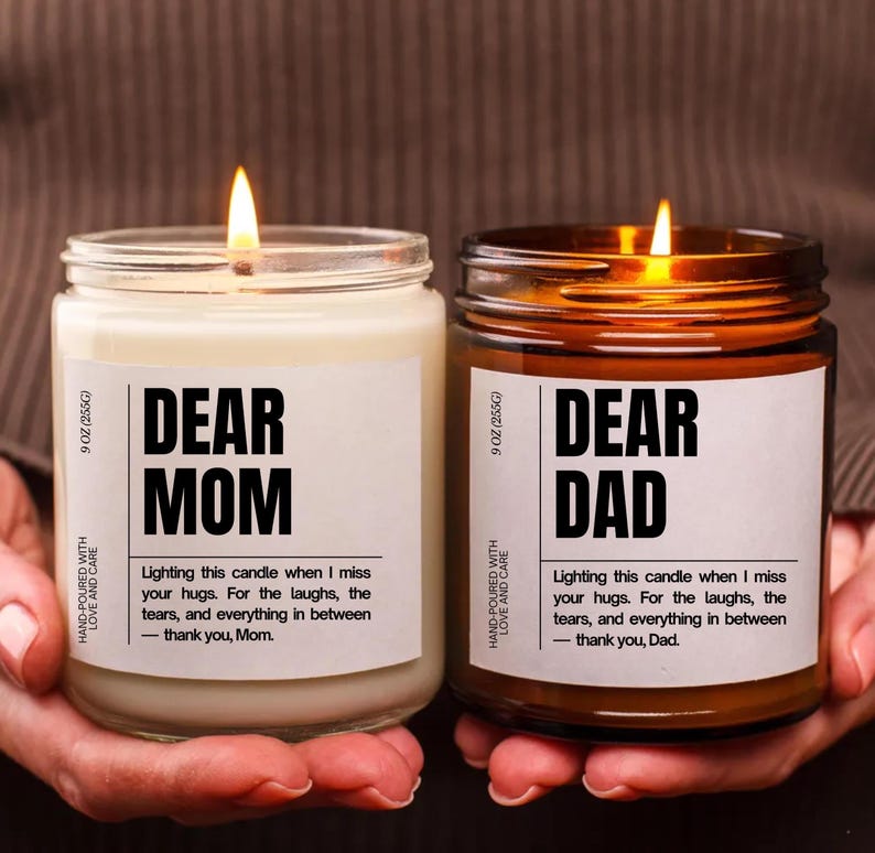 DEAR MOM DAD Candle, Meaningful Gift for Parents, Mother's & Father's Day DEAR MOM DAD Candle, Meaningful Gift for Parents, Mother's & Father's Day