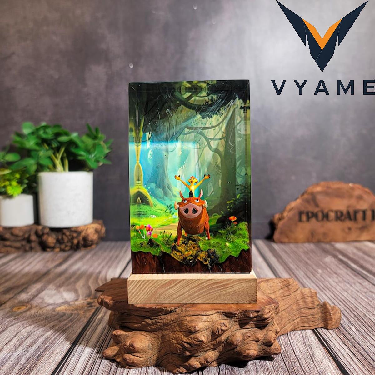 Forest Animal Epoxy Lamp - 3D Jungle Scene LED Night Light Desk Decor Forest Animal Epoxy Lamp - 3D Jungle Scene LED Night Light Desk Decor