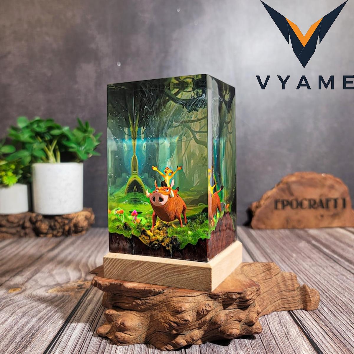 Forest Animal Epoxy Lamp - 3D Jungle Scene LED Night Light Desk Decor Forest Animal Epoxy Lamp - 3D Jungle Scene LED Night Light Desk Decor