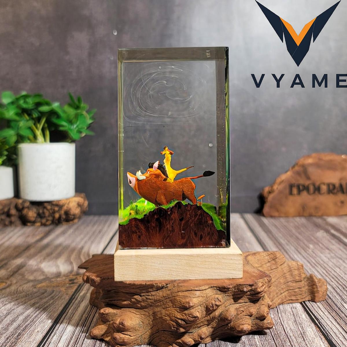 Forest Animal Epoxy Lamp - 3D Jungle Scene LED Night Light Desk Decor Forest Animal Epoxy Lamp - 3D Jungle Scene LED Night Light Desk Decor