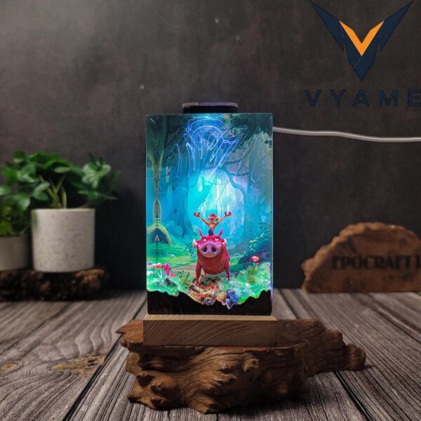 Forest Animal Epoxy Lamp – 3D Jungle Scene LED Night Light Desk Decor