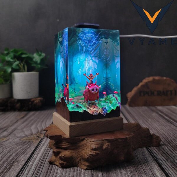 Forest Animal Epoxy Lamp – 3D Jungle Scene LED Night Light Desk Decor