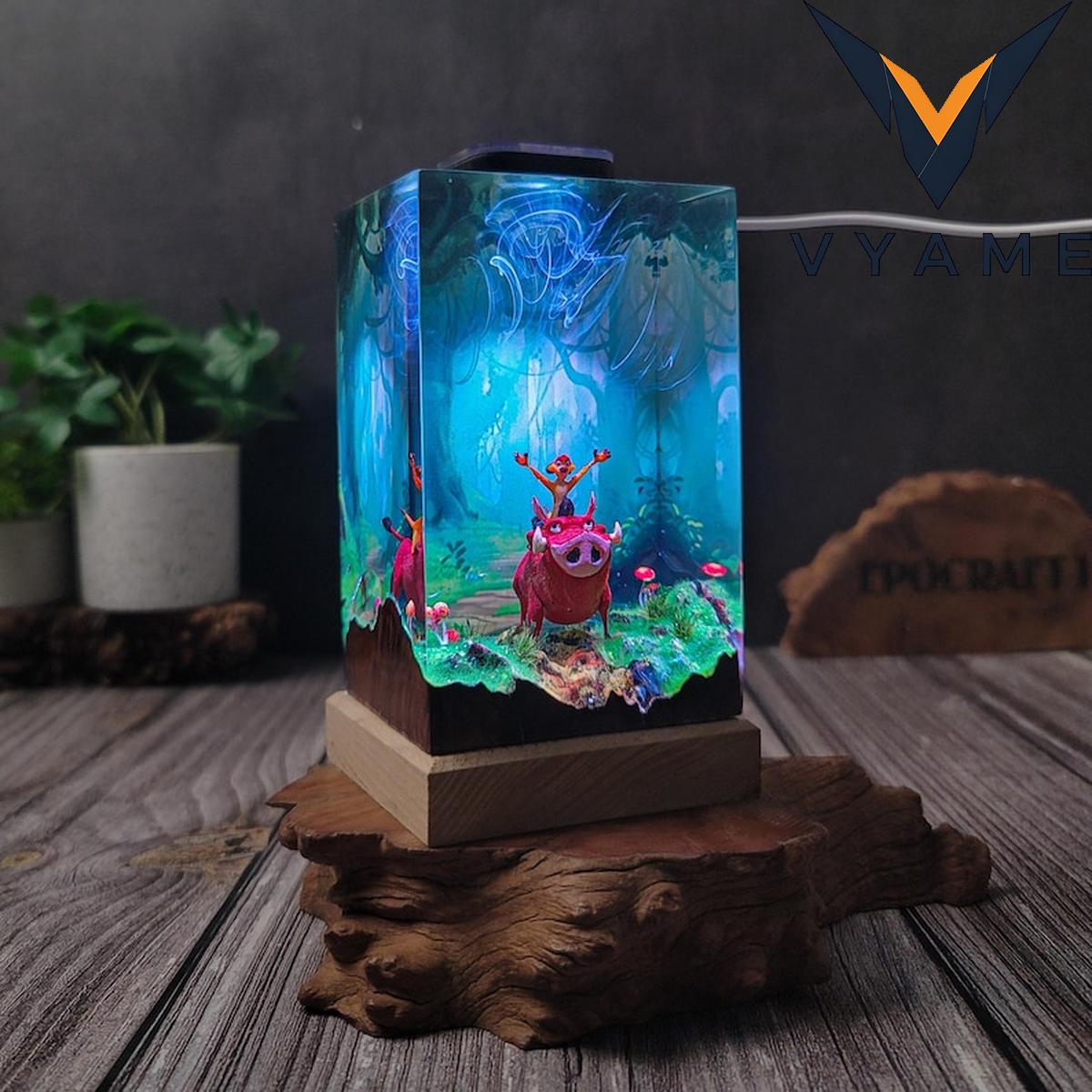 Forest Animal Epoxy Lamp - 3D Jungle Scene LED Night Light Desk Decor Forest Animal Epoxy Lamp - 3D Jungle Scene LED Night Light Desk Decor