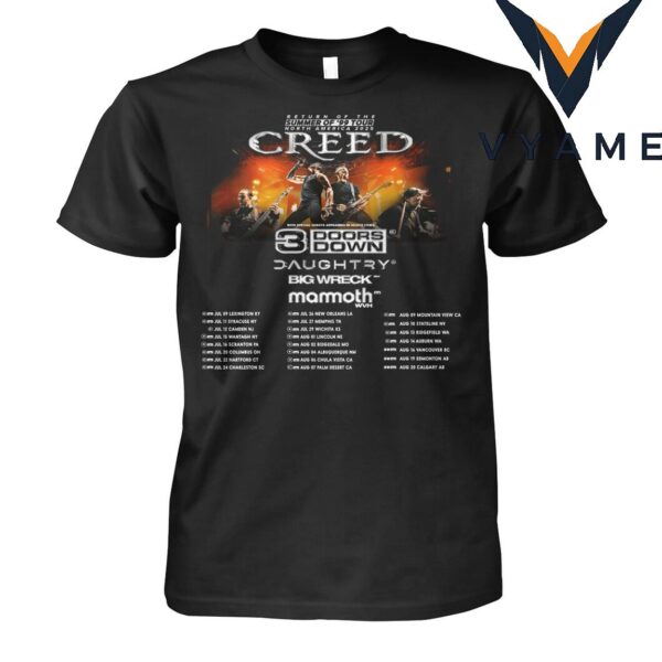 Creed Band Summer Of 99 Tour North America 2025 Tour Dates Unisex T-Shirt
