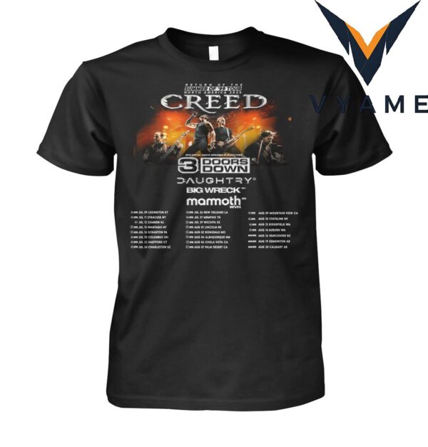 Creed Band Summer Of 99 Tour North America 2025 Tour Dates Unisex T-Shirt