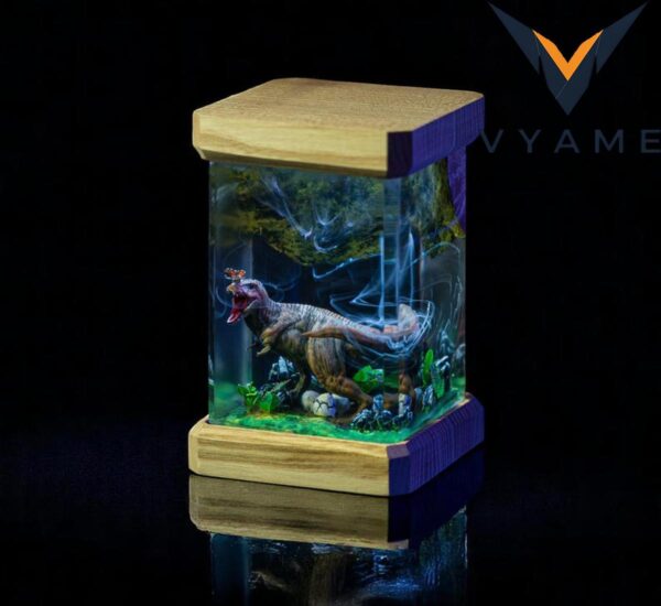 Custom Dinosaur Lamp with Epoxy Resin & Wood – Personalized Night Light