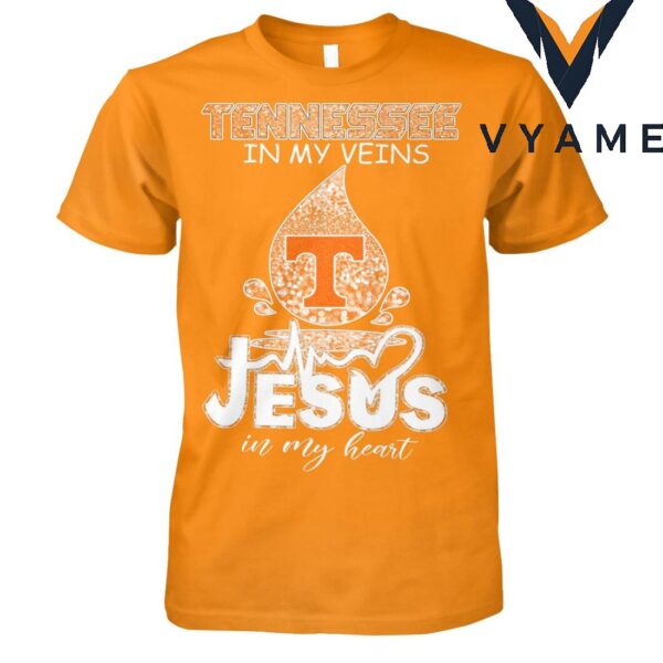 Tennessee in my veins Jesus in my heart diamond blood shirt