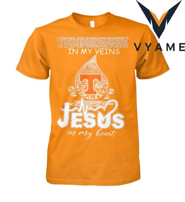 Tennessee in my veins Jesus in my heart diamond blood shirt