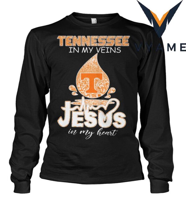 Tennessee in my veins Jesus in my heart diamond blood shirt
