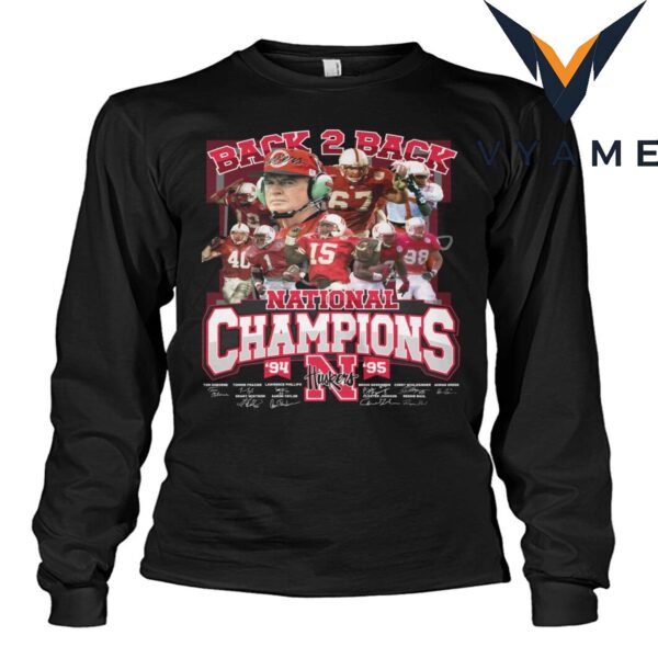 Vintage Nebraska Cornhuskers Back 2 Back 1994 1995 National Champs T-Shirt
