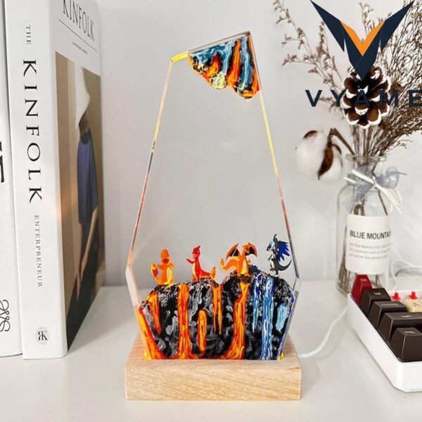Charmander & Charizard Resin Lamp _ Custom Pokemon Epoxy Night Light _ Unique Fan Gift