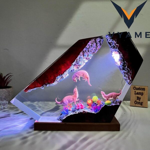 Dugong Epoxy Resin Night Light _ Ocean Art Diorama Lamp _ Unique Handmade Gift for Him