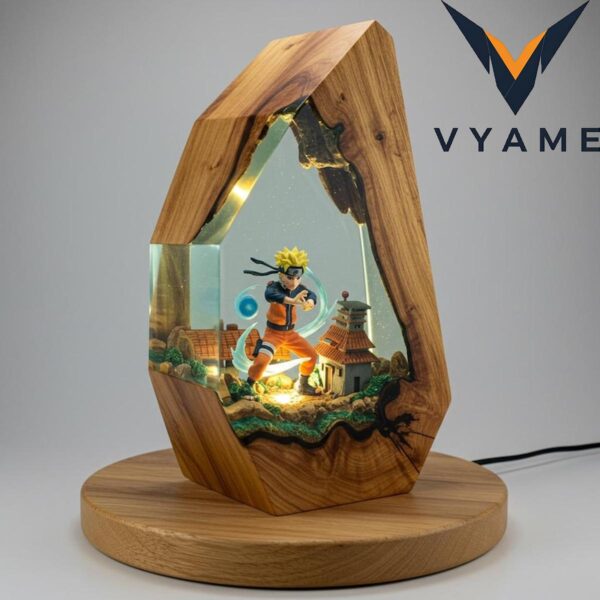 Naruto Resin Diorama Lamp _ Handmade Anime Night Light Gift _ Epoxy Ninja Village Decor