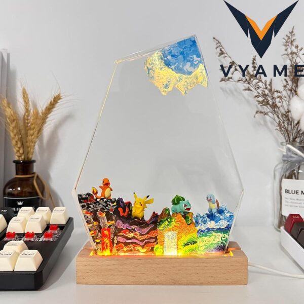 Pokemon Custom Resin Lamp, Personalized Epoxy Night Light, Unique Pokemon Gift