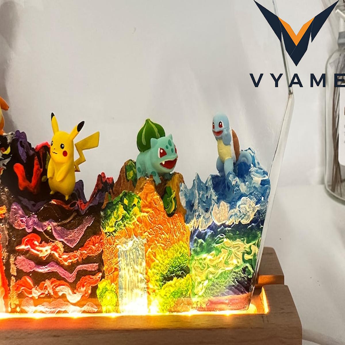 Pokemon Custom Resin Lamp, Personalized Epoxy Night Light, Unique Pokemon Gift