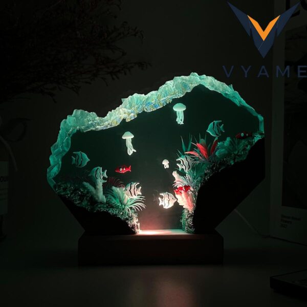 Unique Ocean Resin Lamp, Custom Epoxy Night Light, Handmade Bedside Gift