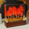 Autumn Birch Forest Resin Lamp Fox Diorama Fall Decor Unique Handmade Night Light 1