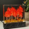 Autumn Birch Forest Resin Lamp Fox Diorama Fall Decor Unique Handmade Night Light 4