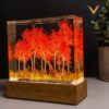 Autumn Birch Forest Resin Lamp Fox Diorama Fall Decor Unique Handmade Night Light 5