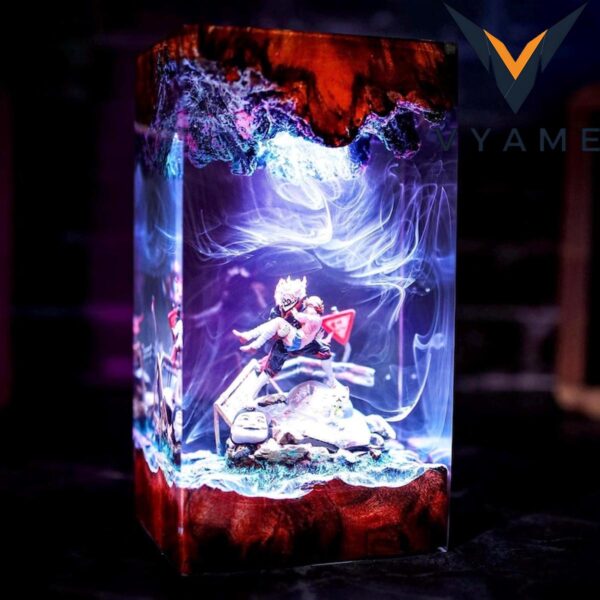 Dandadan Momo & Okarun Resin Lamp _ Alien Spirit Battle Scene Night Light _ Unique Meaningful Fan Gift