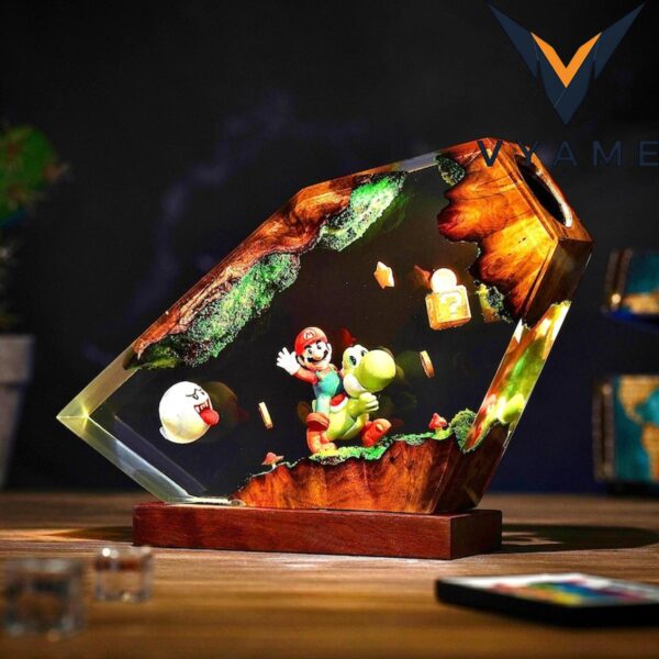 Super Mario Resin Lamp | Handmade RGB Epoxy Night Light | Unique Meaningful Gamer Gift