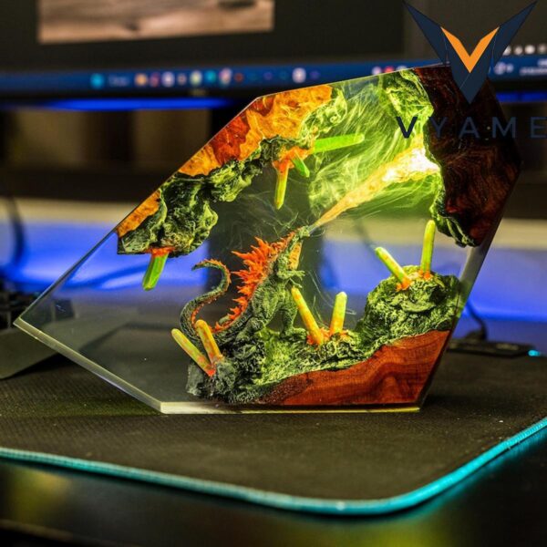 Godzilla Resin Lamp _ Handmade Epoxy Night Light _ Epic Meaningful Gift for Fans & Room Decor