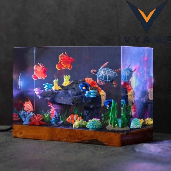 Ocean Reef Resin Lamp | Handmade Coral Aquarium Epoxy Light | Meaningful Gift for Nature Lovers & Home Decor